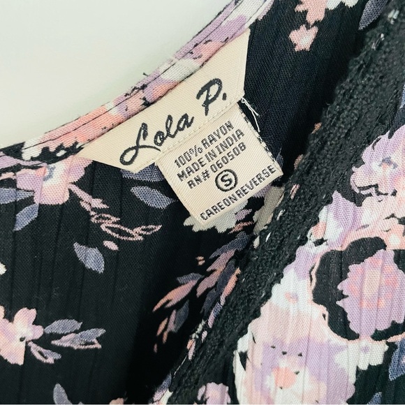 Lola P. Black Lace Floral High Low Maxi Dress Size S - Picture 7 of 11